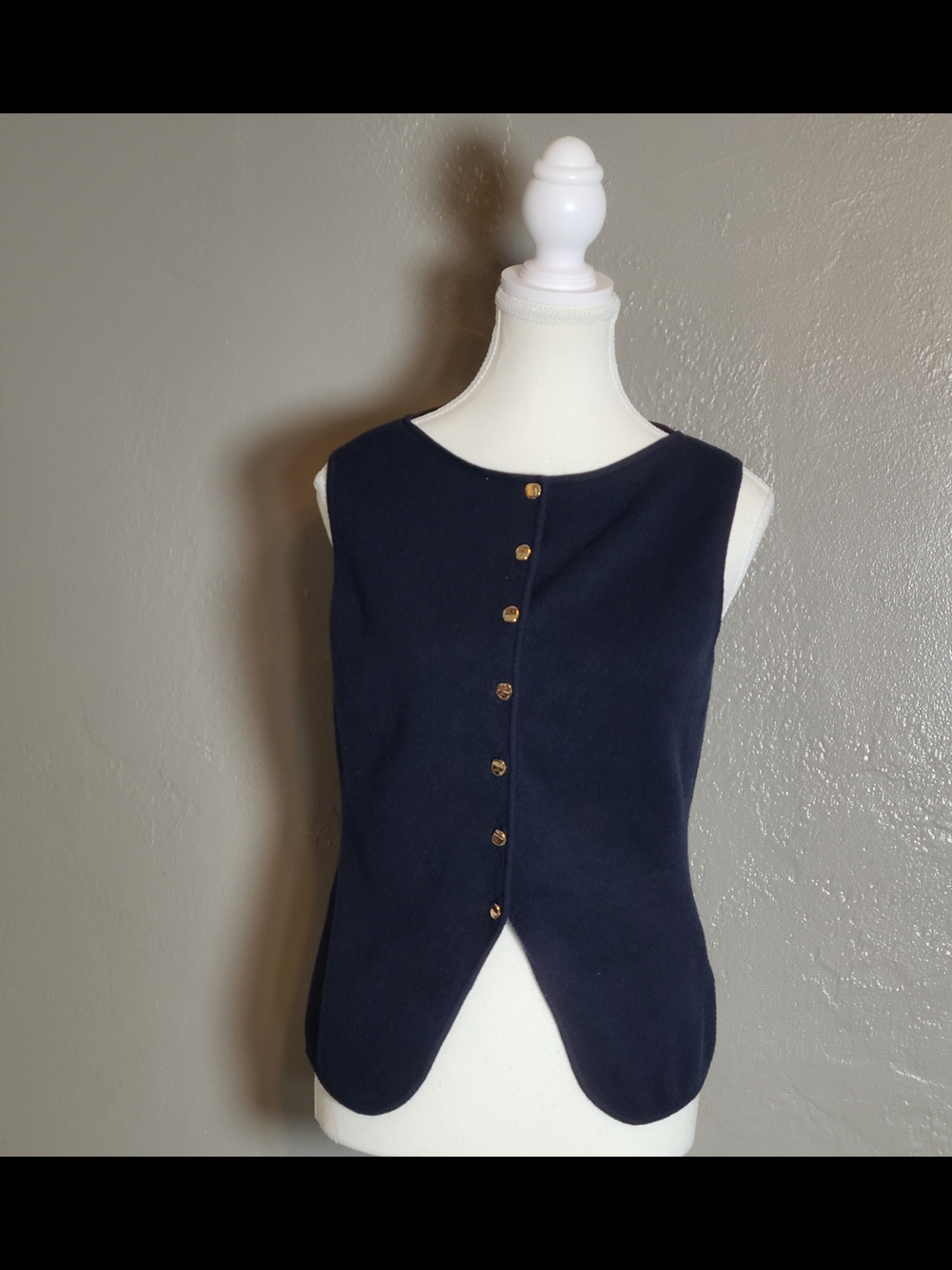 Song of Style By Aimee Song Stylish Womens Navy Knit Top Gold Buttons Medium - Picture 2 of 10